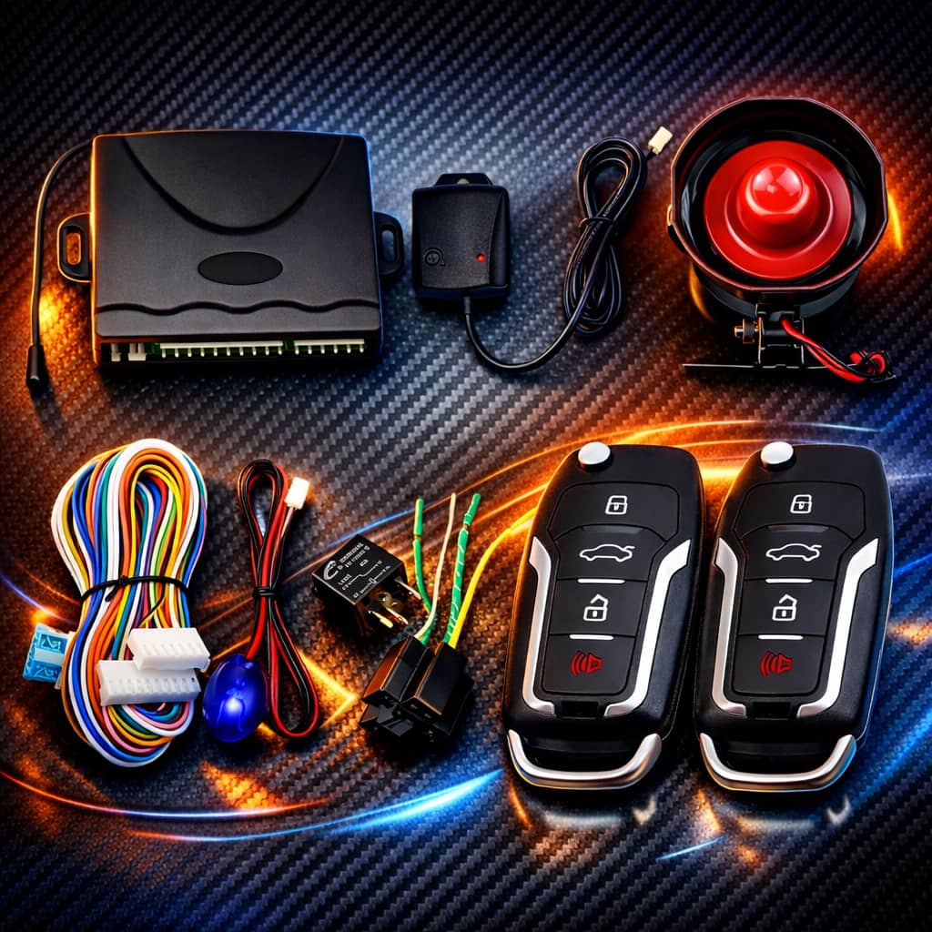 Professional car electronics technician working